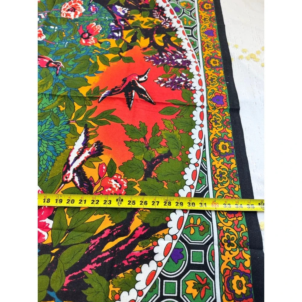 Vintage 1950s VHY Hawaiian Textiles Barkcloth Panel MCM Tropical Birds HA-VA-TI